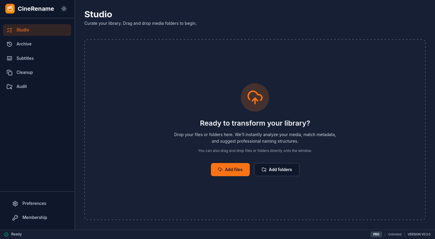 Drag and drop a folder of movies and TV shows into CineRename